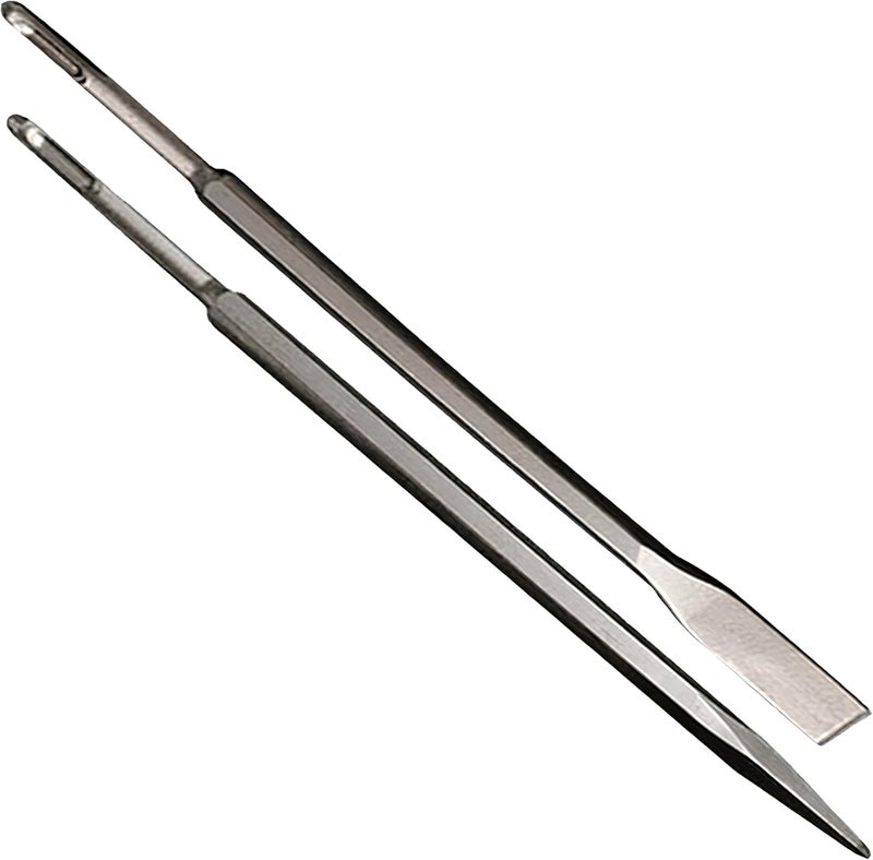Phyxlyn 24-Inch SDS Plus Chisel Set, 3/4 Inch Flat Chisel and Point Chisel with Sds Plus Shank Ideal for Concrete Demolition, Tile Removal Chisel Tool for SDS Plus Hammer Drill Attachment - Image 1